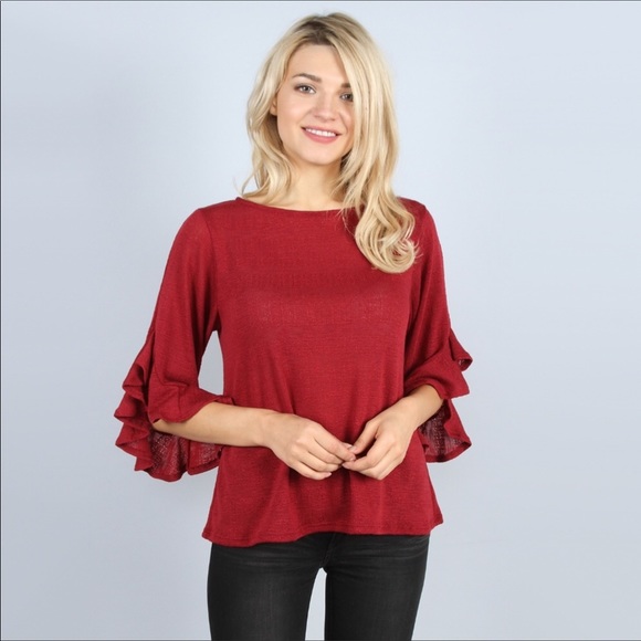 Tops - 🎉SALE🎉Ruffled Burgundy Blouse
